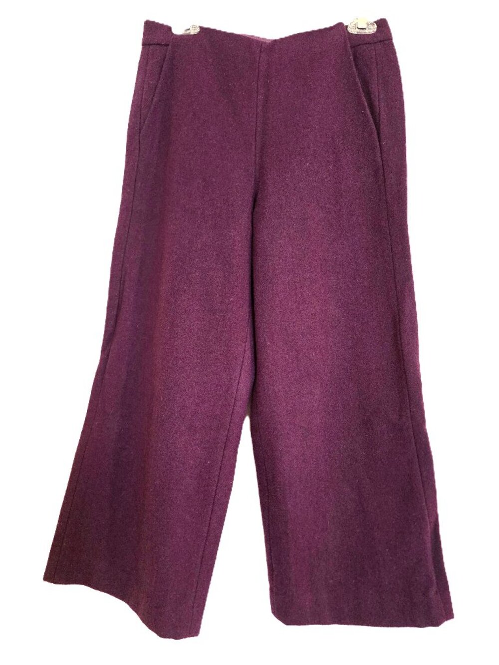 NWT Kate Spade Saturday Wool Blend Shifted Seam Cropped Pants Plum Purple Size 2